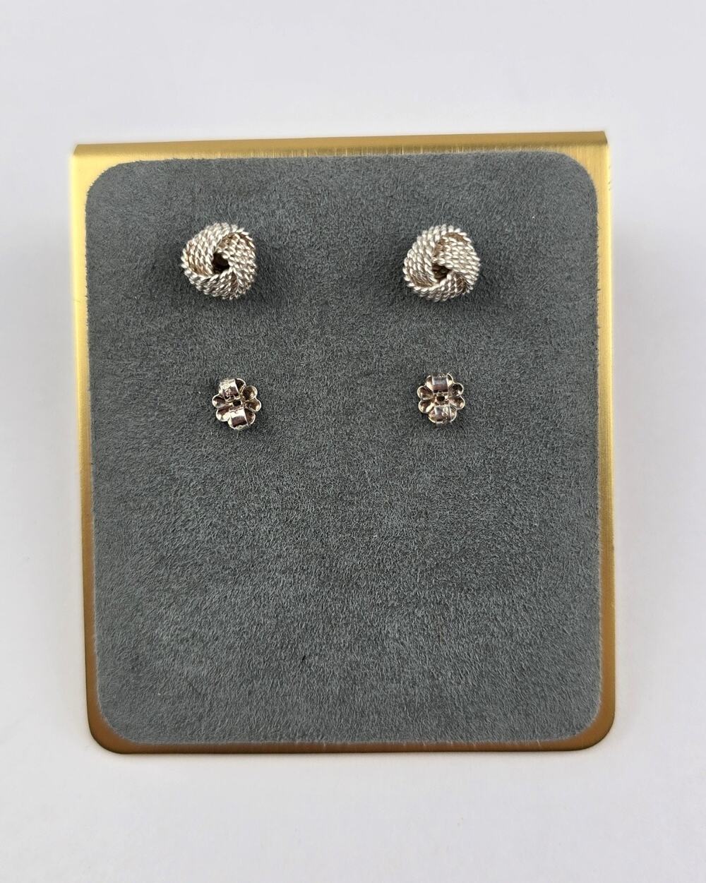 Tiffany & Co. Sterling 925 Somerset Twist Knot Mesh Ball Stud Earrings VG cond.